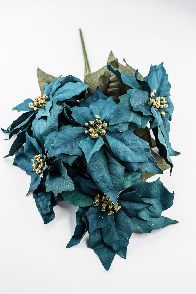 Artificial Teal Poinsettia Bush - 20" - Greenery Market87021TEAL
