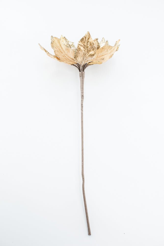 Artificial Tiffany Gold Poinsettia Jewel Glitter Pick - 18" - Greenery MarketArtificial Flowers270192