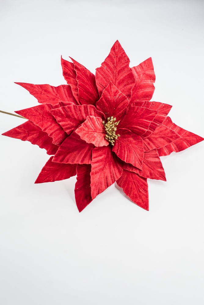 Artificial Velvet Poinsettia Stem - 15" - Greenery MarketArtificial Flora40474