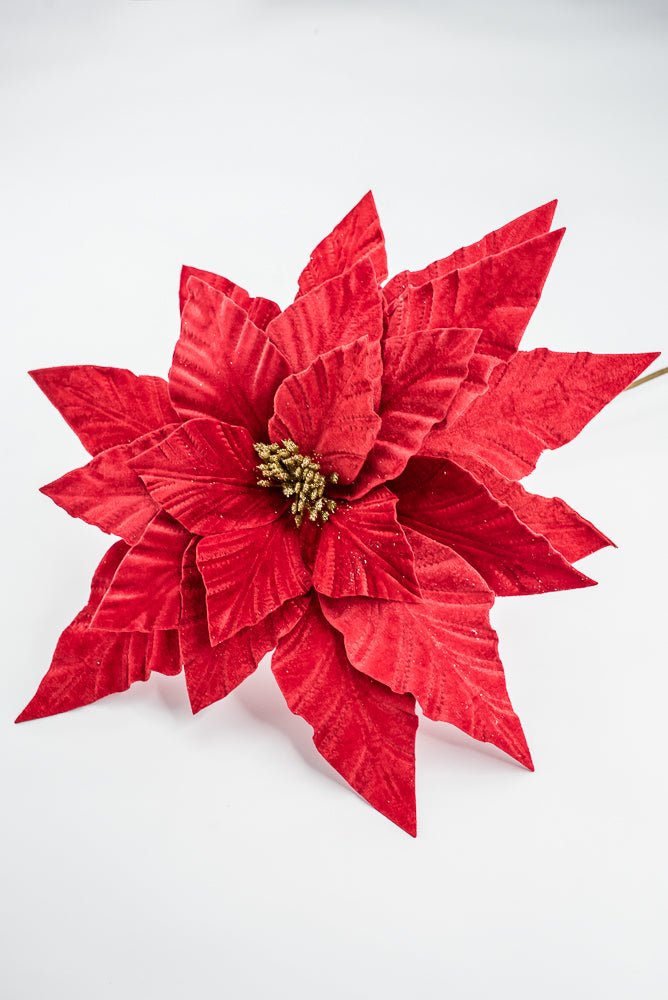 Artificial Velvet Poinsettia Stem - 15" - Greenery MarketArtificial Flora40474