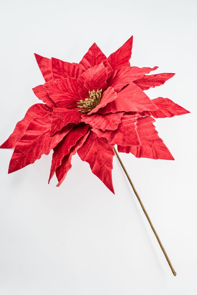 Artificial Velvet Poinsettia Stem - 15" - Greenery MarketArtificial Flora40474