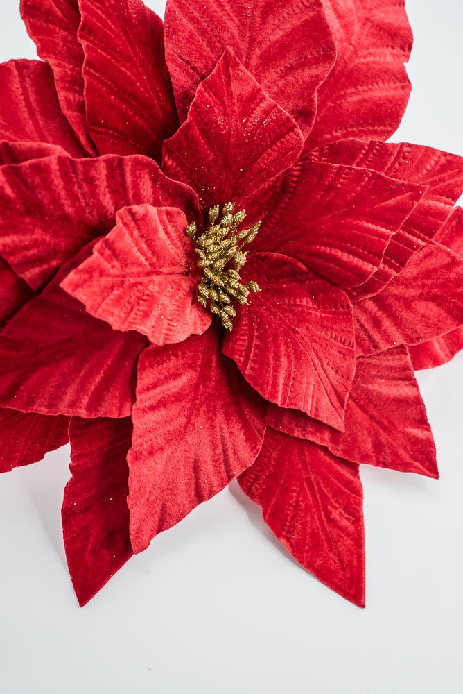 Artificial Velvet Poinsettia Stem - 15" - Greenery MarketArtificial Flora40474