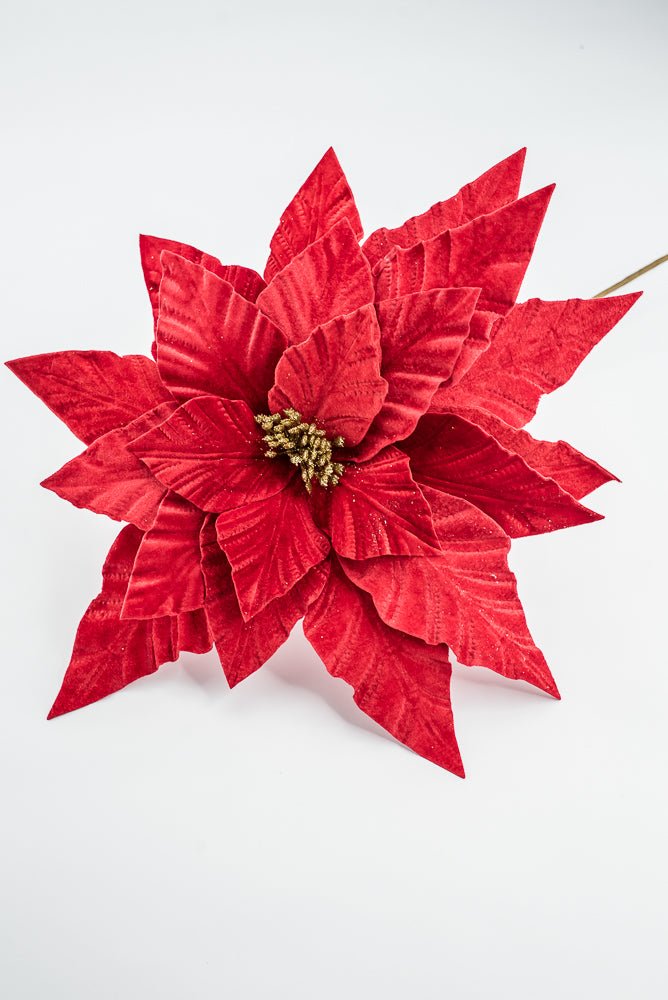 Artificial Velvet Poinsettia Stem - 15" - Greenery MarketArtificial Flora40474