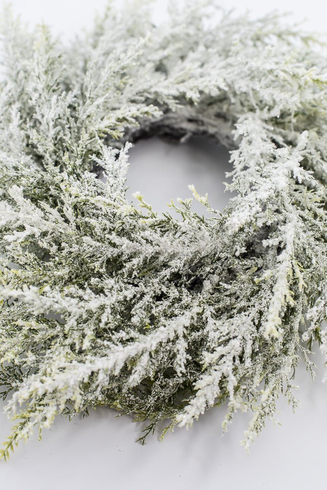 Artificial, White Flocked, Cedar Candlering - 14" - Greenery Market2843062WH