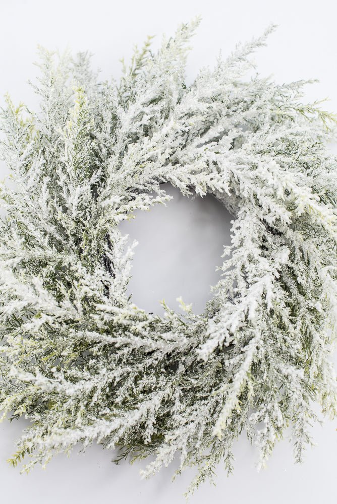 Artificial, White Flocked, Cedar Candlering - 14" - Greenery Market2843062WH