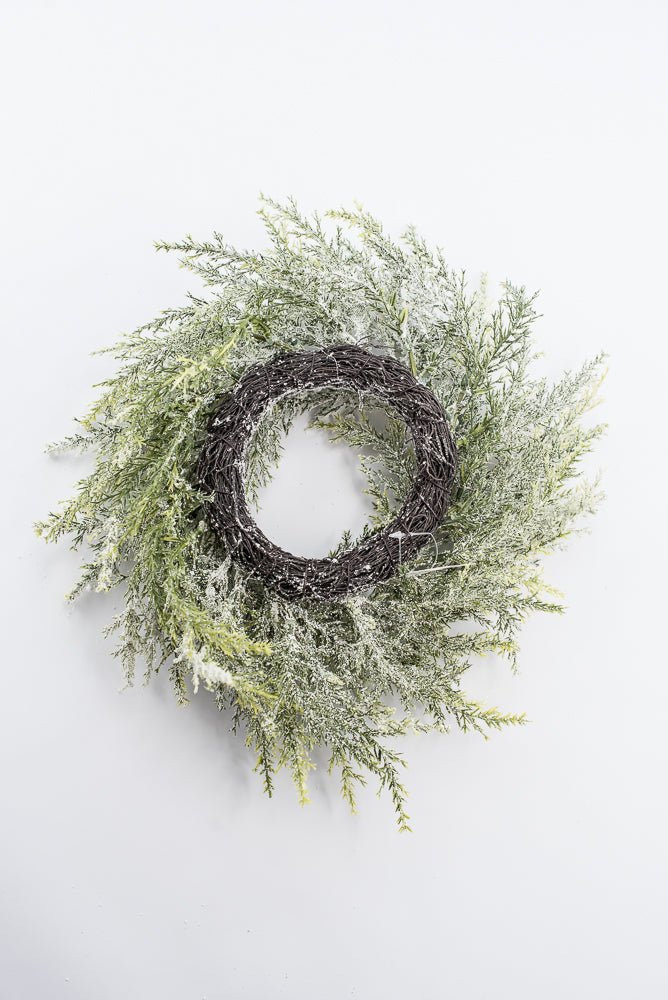 Artificial, White Flocked, Cedar Candlering - 14" - Greenery Market2843062WH