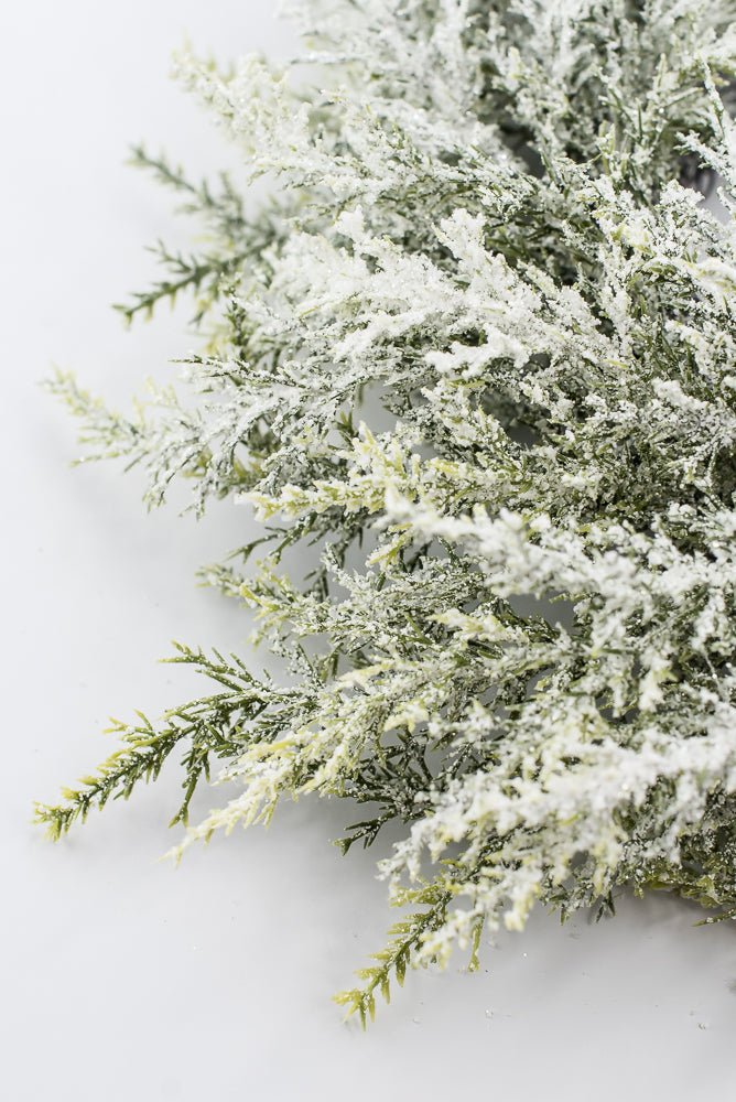 Artificial, White Flocked, Cedar Candlering - 14" - Greenery Market2843062WH