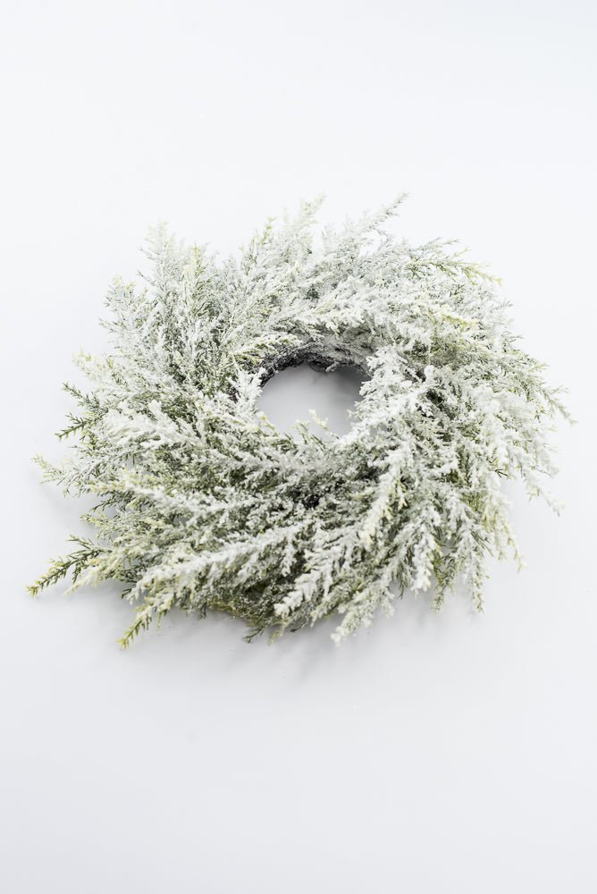 Artificial, White Flocked, Cedar Candlering - 14" - Greenery Market2843062WH