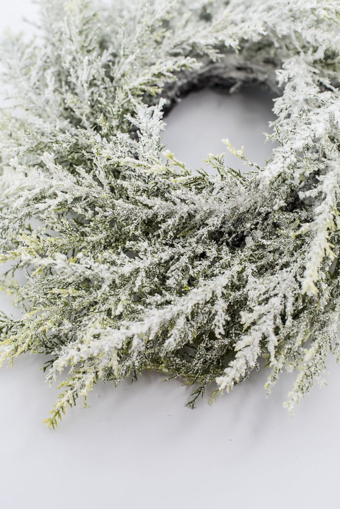 Artificial, White Flocked, Cedar Candlering - 14" - Greenery Market2843062WH