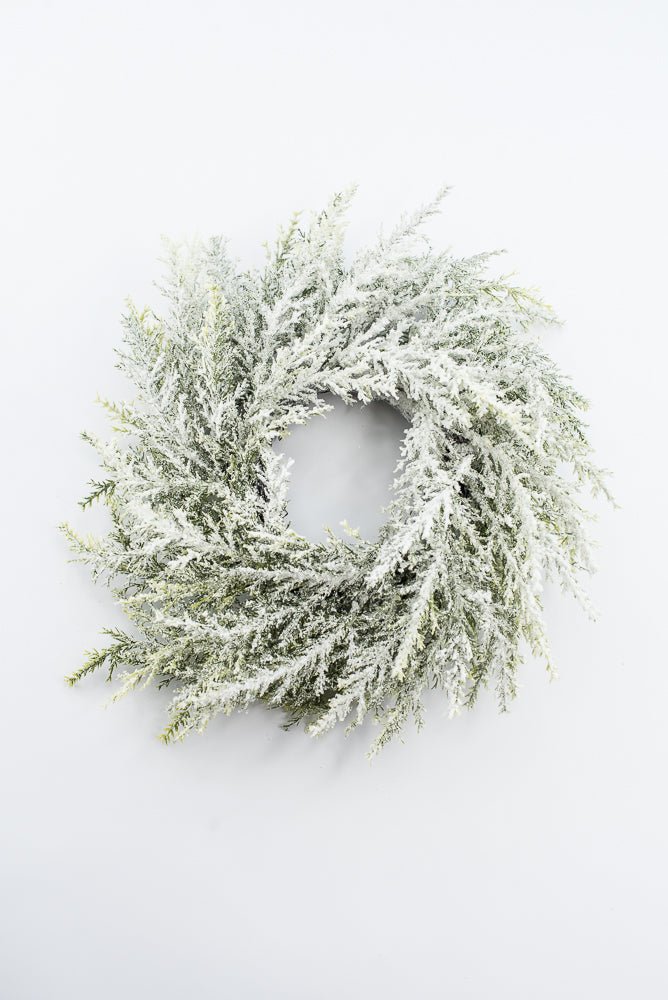 Artificial, White Flocked, Cedar Candlering - 14" - Greenery Market2843062WH