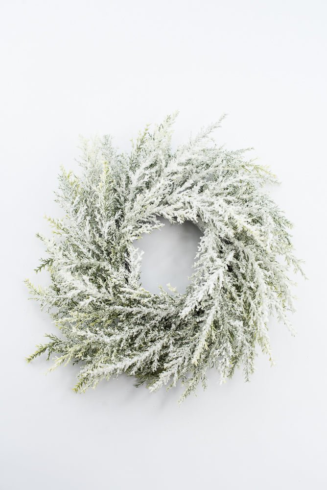 Artificial, White Flocked, Cedar Candlering - 14" - Greenery Market2843062WH