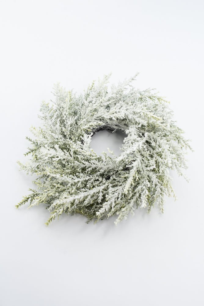 Artificial, White Flocked, Cedar Candlering - 14" - Greenery Market2843062WH