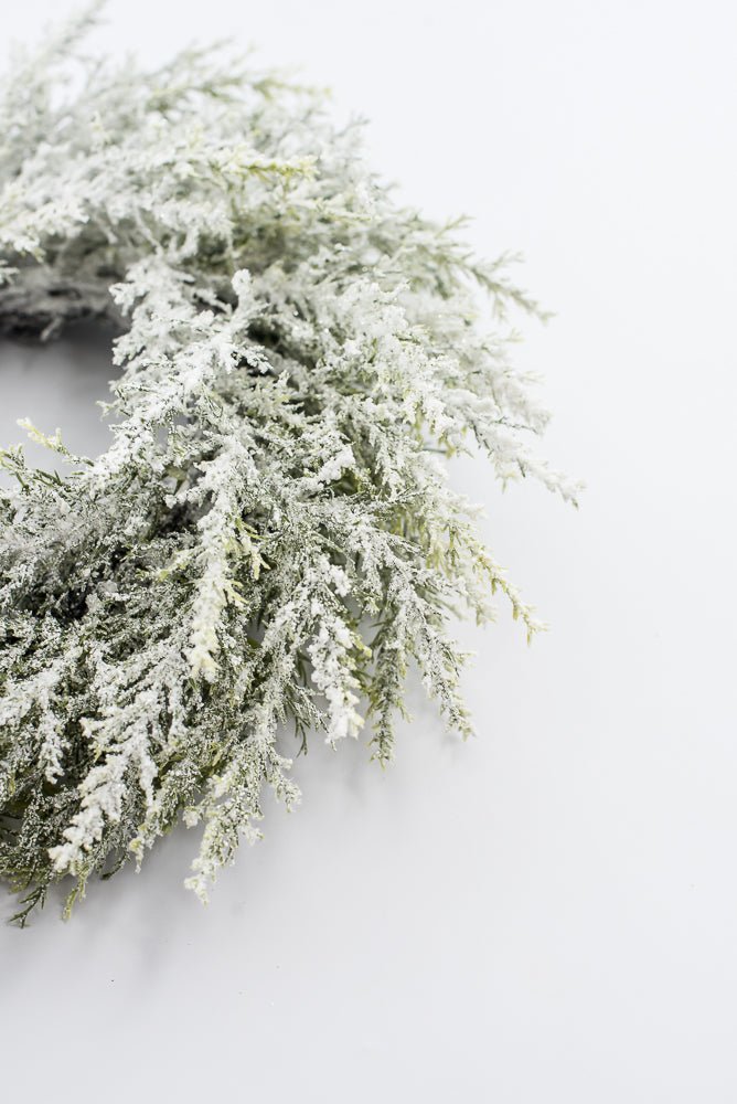 Artificial, White Flocked, Cedar Candlering - 14" - Greenery Market2843062WH