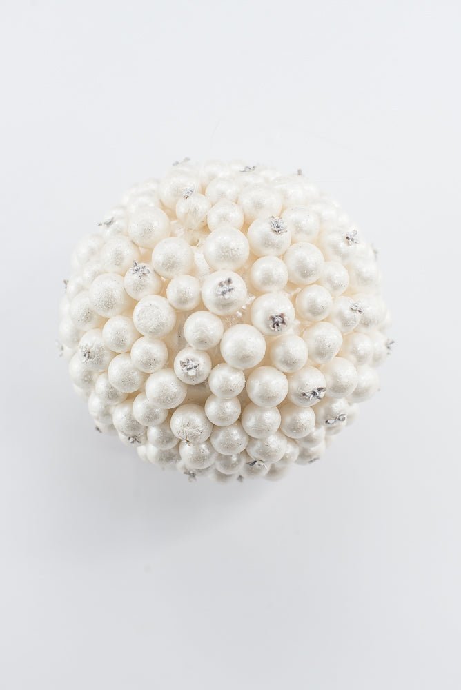 Artificial White Glitter Berry Kissing Ball Ornament - 5" - Greenery MarketOrnaments280899