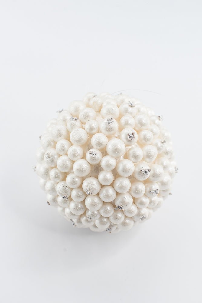 Artificial White Glitter Berry Kissing Ball Ornament - 5" - Greenery MarketOrnaments280899
