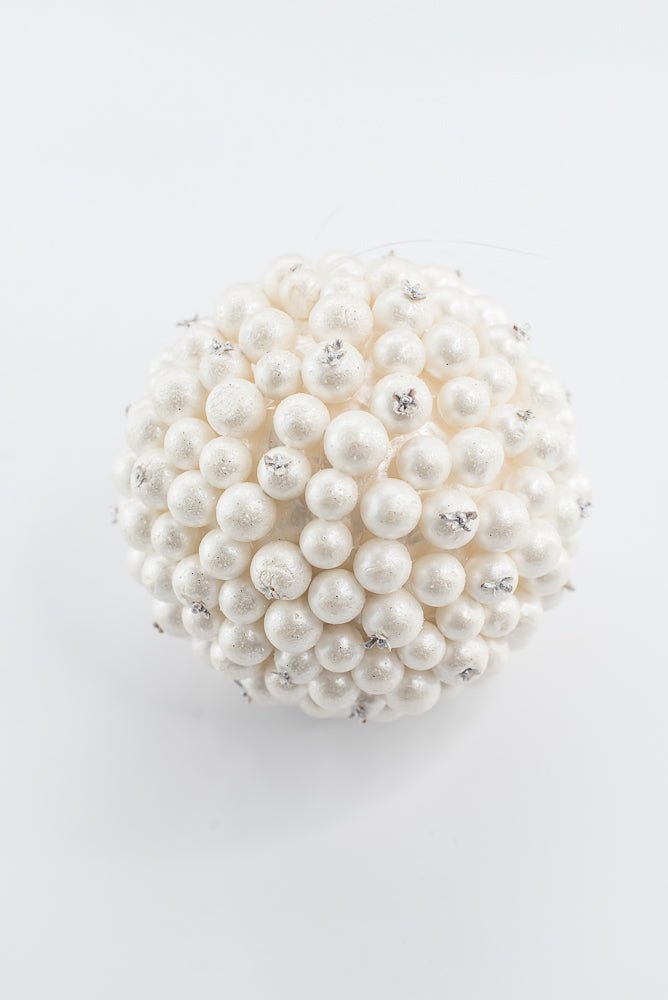 Artificial White Glitter Berry Kissing Ball Ornament - 5" - Greenery MarketOrnaments280899