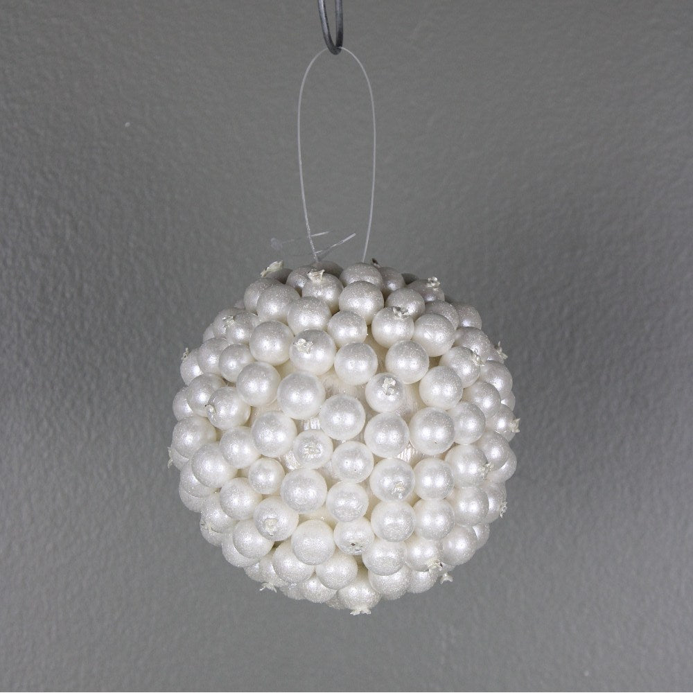 Artificial White Glitter Berry Kissing Ball Ornament - 5" - Greenery MarketOrnaments280899