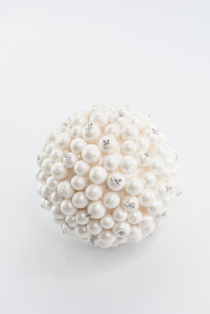 Artificial White Glitter Berry Kissing Ball Ornament - 5" - Greenery MarketOrnaments280899