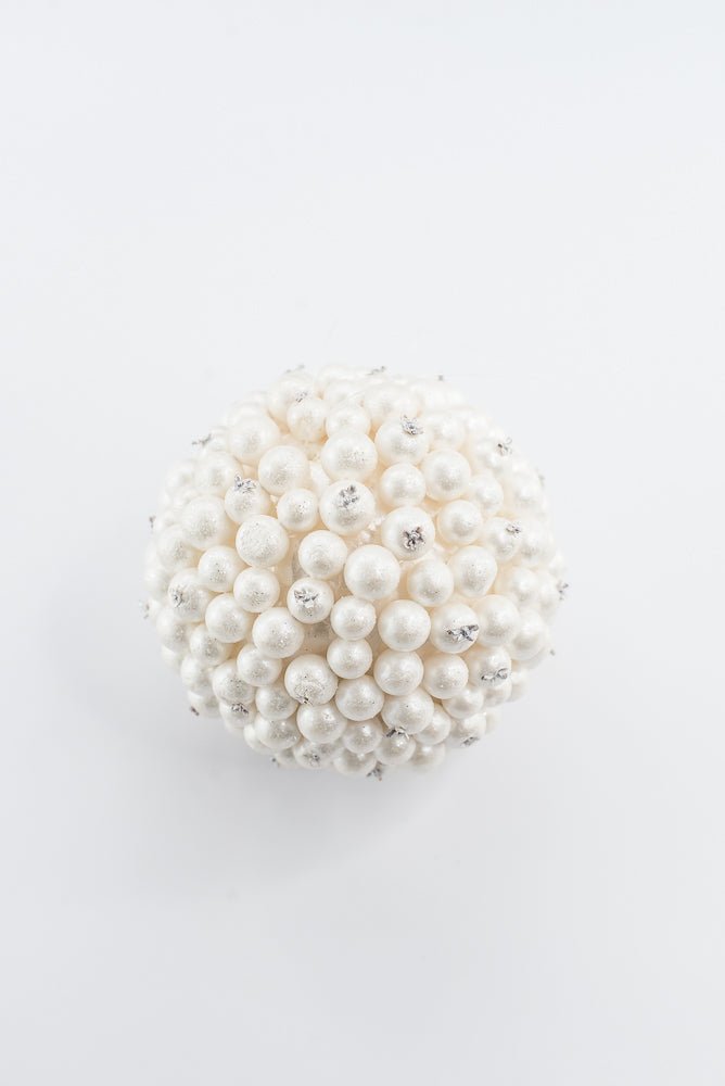 Artificial White Glitter Berry Kissing Ball Ornament - 5" - Greenery MarketOrnaments280899