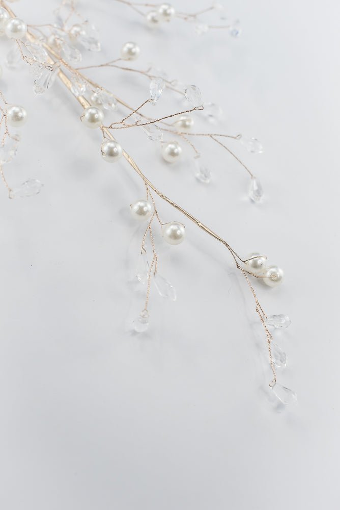 Artificial White, Gold & Clear Crystal Pearl Spray - 28" - Greenery MarketArtificial Flowers224317