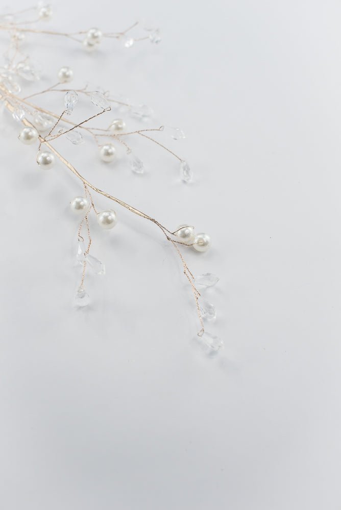 Artificial White, Gold & Clear Crystal Pearl Spray - 28" - Greenery MarketArtificial Flowers224317