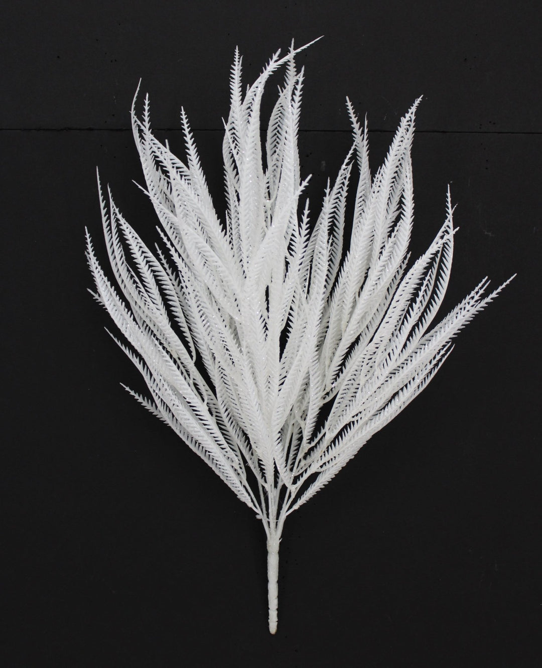 Artificial White Plastic Fern With Glitter Bush - 21" - Greenery MarketArtificial Flora85796-WT