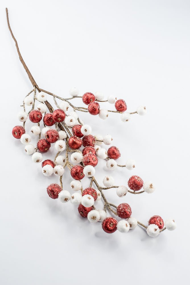 Artificial White & Red Mini Crabapple Spray - 30" - Greenery MarketArtificial Flora85764-WTRD