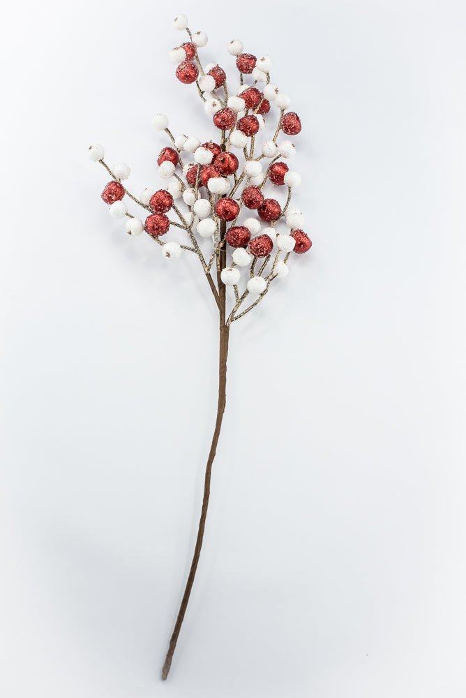 Artificial White & Red Mini Crabapple Spray - 30" - Greenery MarketArtificial Flora85764-WTRD