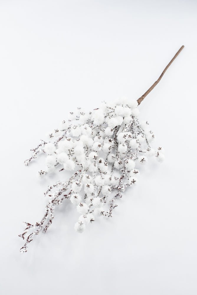 Artificial White Snowy Iced Berry & Twig Spray - Greenery MarketArtificial FloraXB681-W