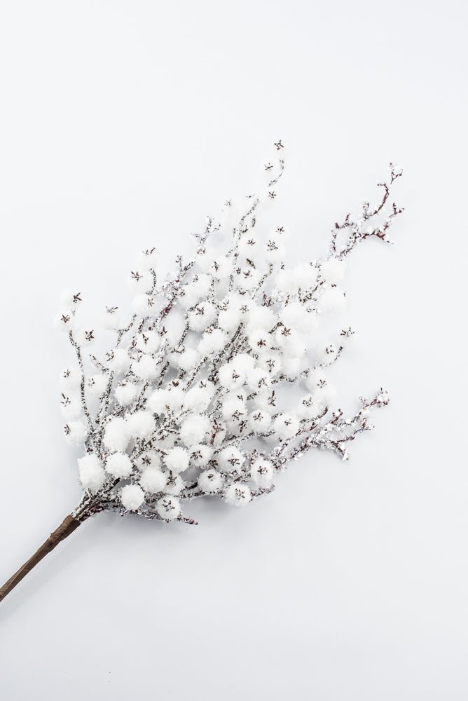 Artificial White Snowy Iced Berry & Twig Spray - Greenery MarketArtificial FloraXB681-W