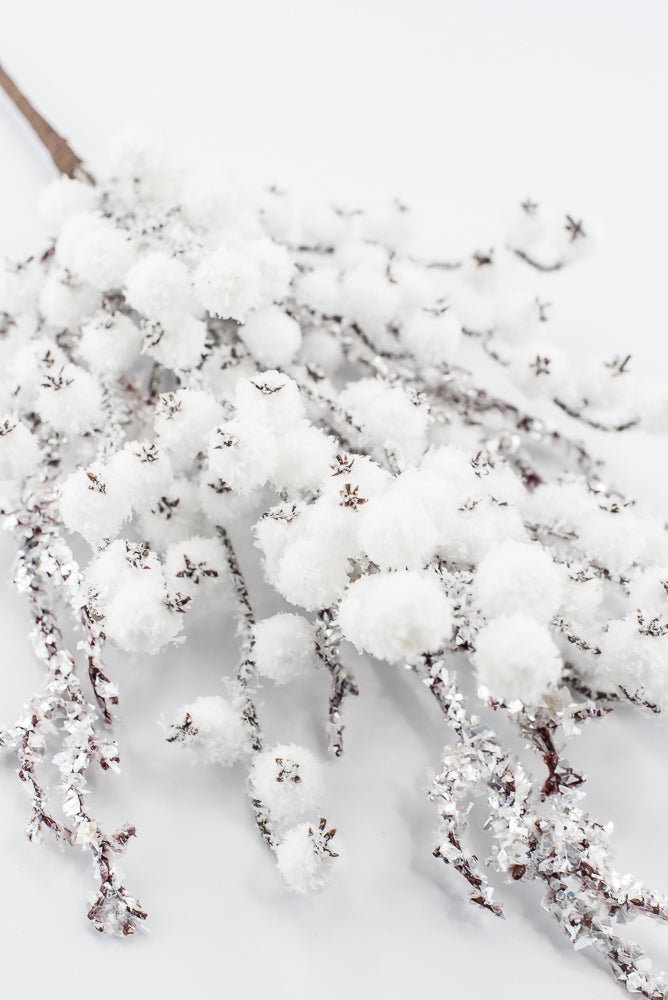 Artificial White Snowy Iced Berry & Twig Spray - Greenery MarketArtificial FloraXB681-W