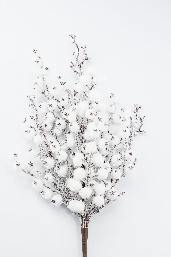 Artificial White Snowy Iced Berry & Twig Spray - Greenery MarketArtificial FloraXB681-W
