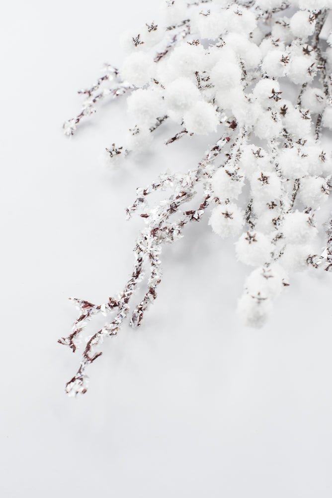 Artificial White Snowy Iced Berry & Twig Spray - Greenery MarketArtificial FloraXB681-W