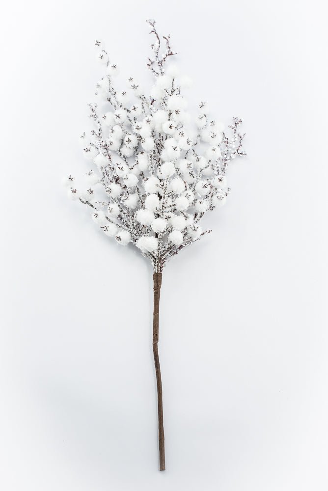 Artificial White Snowy Iced Berry & Twig Spray - Greenery MarketArtificial FloraXB681-W