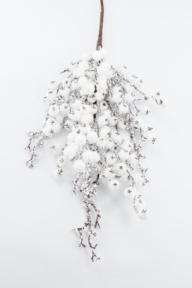 Artificial White Snowy Iced Berry & Twig Spray - Greenery MarketArtificial FloraXB681-W