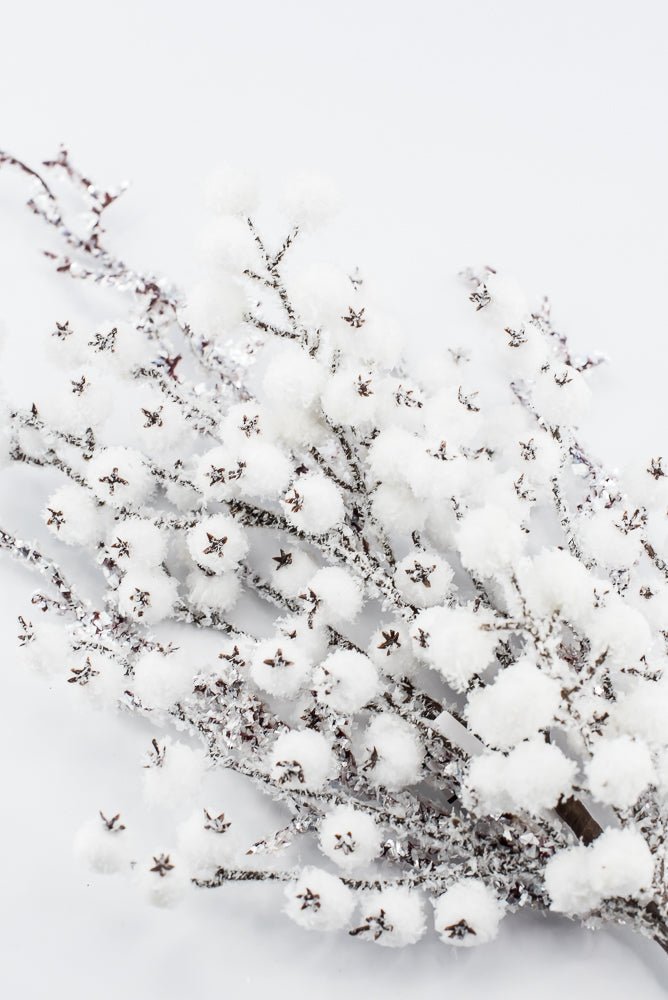 Artificial White Snowy Iced Berry & Twig Spray - Greenery MarketArtificial FloraXB681-W