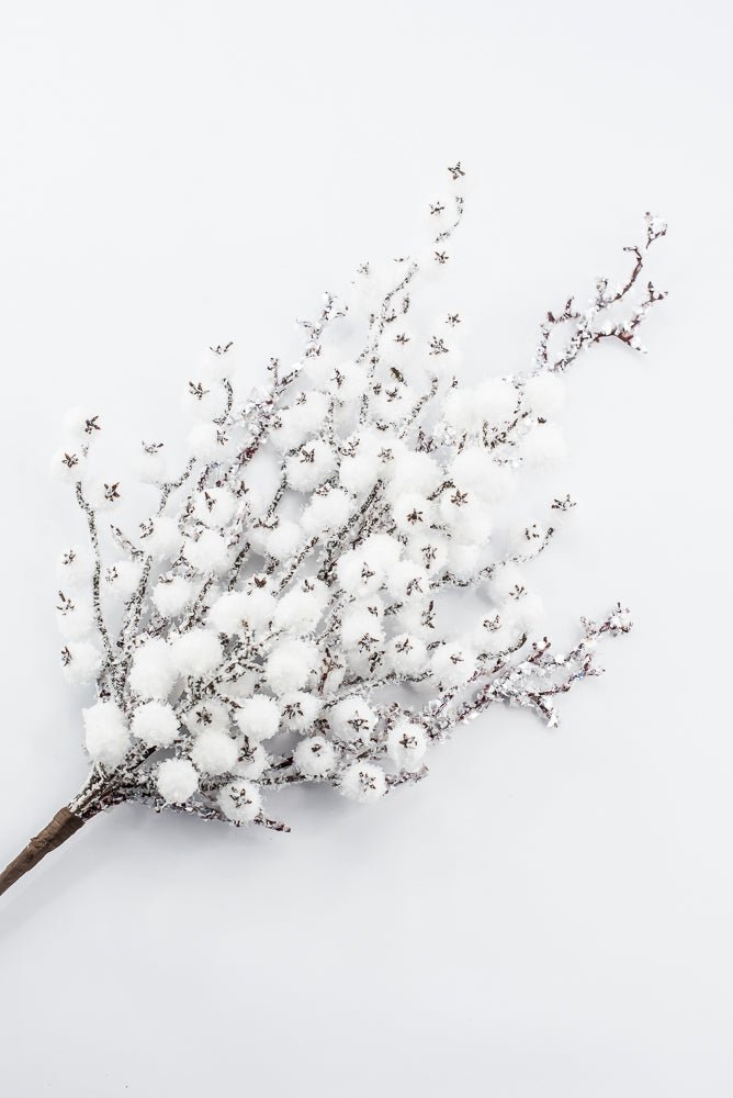 Artificial White Snowy Iced Berry & Twig Spray - Greenery MarketArtificial FloraXB681-W