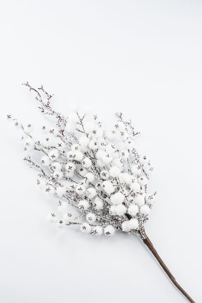 Artificial White Snowy Iced Berry & Twig Spray - Greenery MarketArtificial FloraXB681-W
