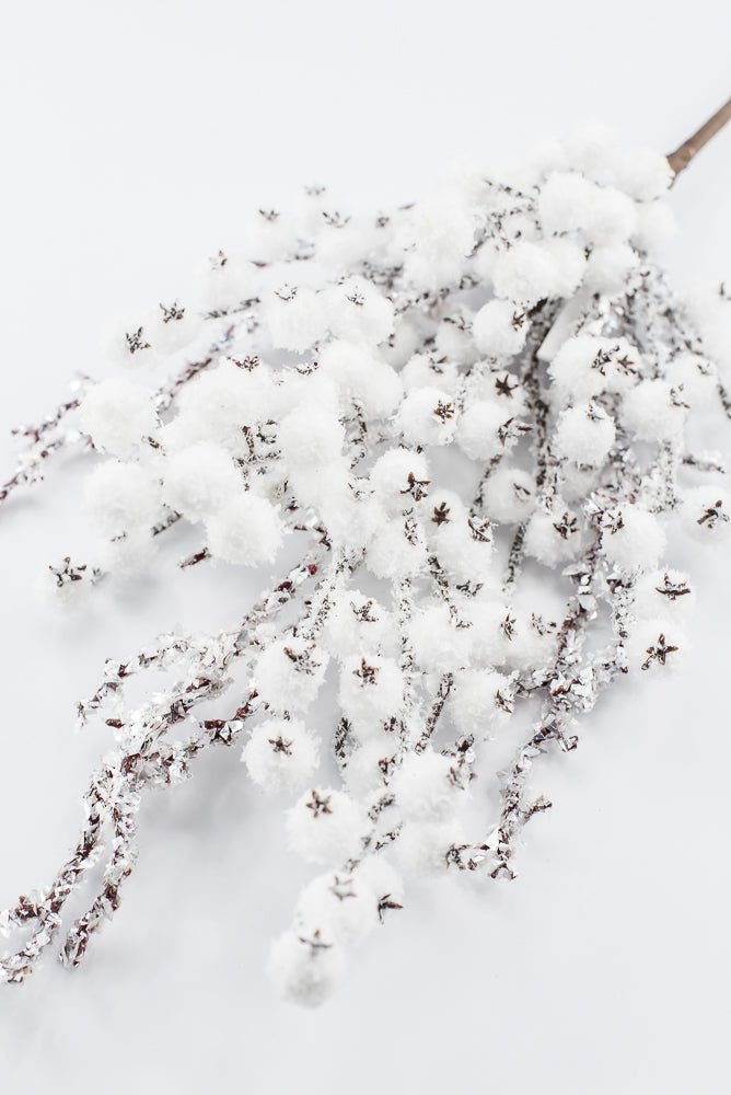 Artificial White Snowy Iced Berry & Twig Spray - Greenery MarketArtificial FloraXB681-W