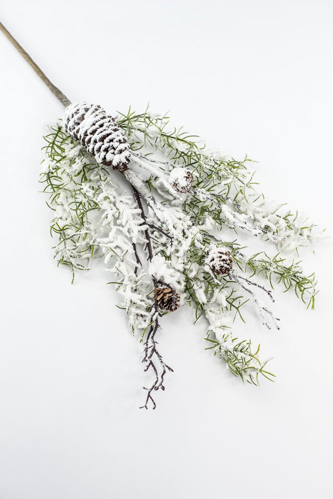 Artificial, Winter Pine spray with snow and cones - Greenery MarketX1873/M-W