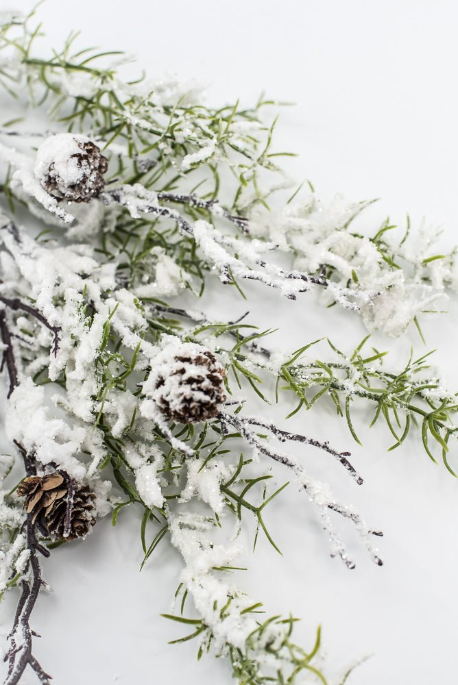 Artificial, Winter Pine spray with snow and cones - Greenery MarketX1873/M-W