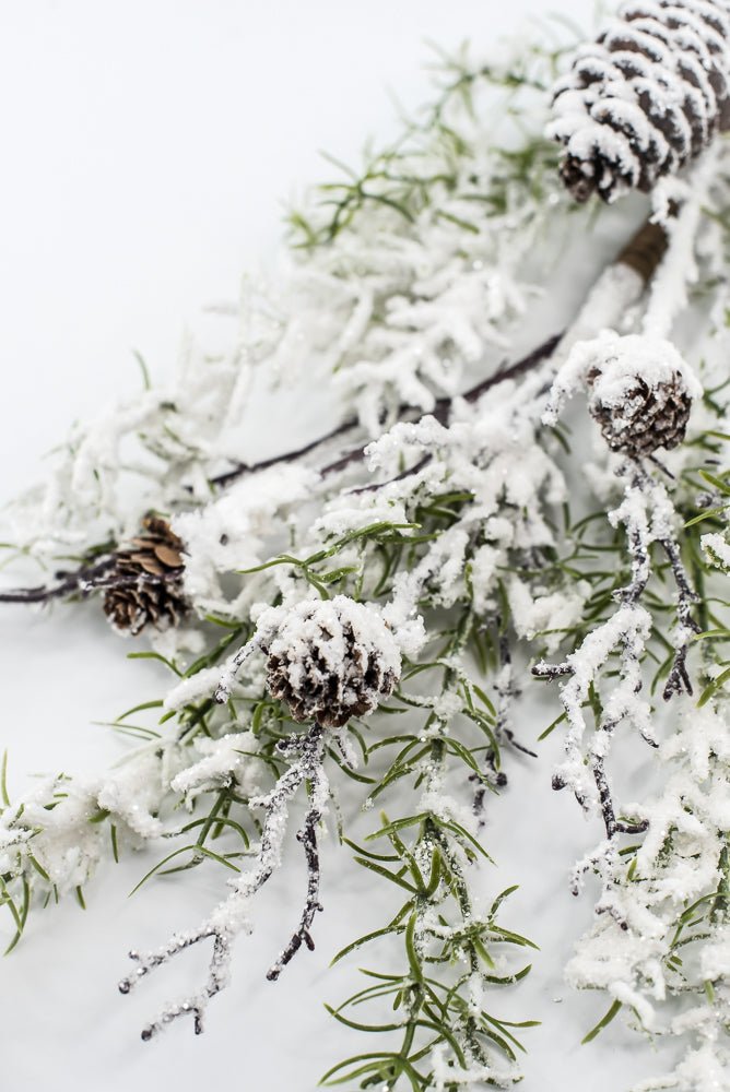 Artificial, Winter Pine spray with snow and cones - Greenery MarketX1873/M-W