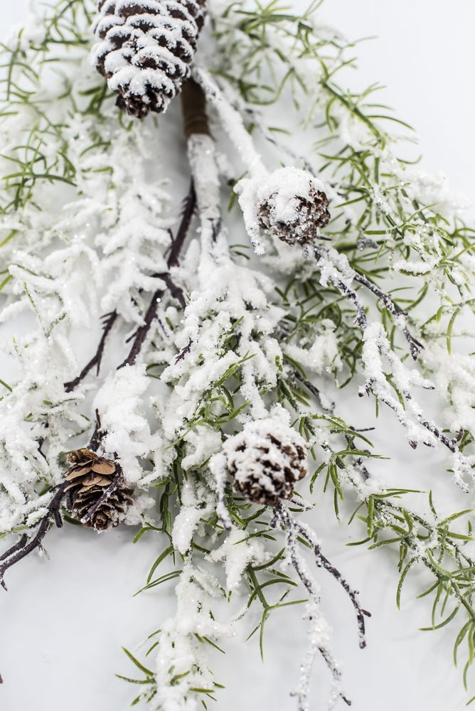 Artificial, Winter Pine spray with snow and cones - Greenery MarketX1873/M-W