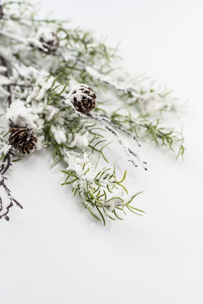 Artificial, Winter Pine spray with snow and cones - Greenery MarketX1873/M-W