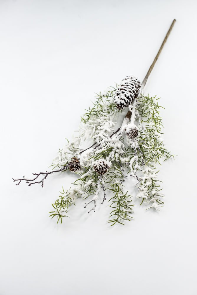 Artificial, Winter Pine spray with snow and cones - Greenery MarketX1873/M-W