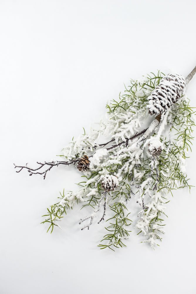 Artificial, Winter Pine spray with snow and cones - Greenery MarketX1873/M-W