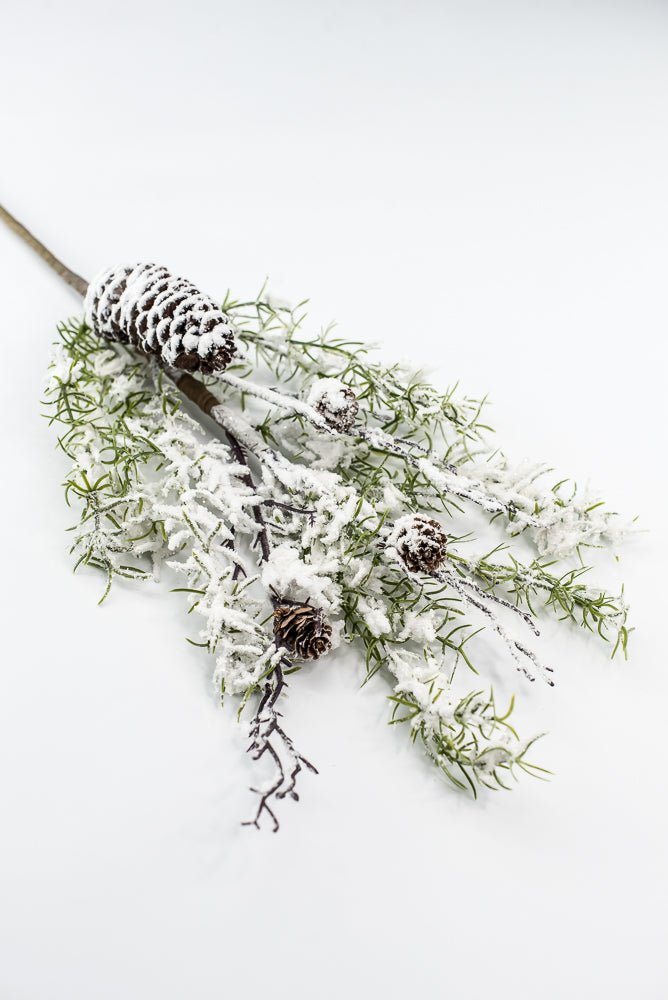 Artificial, Winter Pine spray with snow and cones - Greenery MarketX1873/M-W