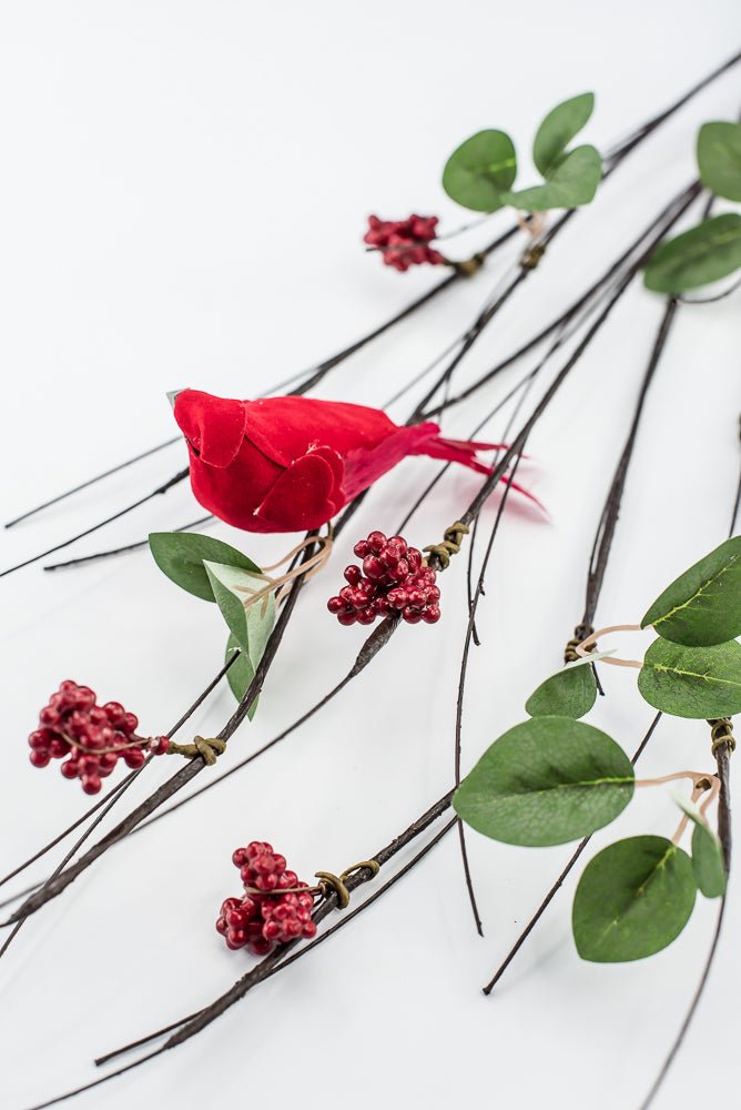 Artificial Wired Twigs, Red Berry & Cardinal Branch - 37" - Greenery MarketArtificial FloraXP2747