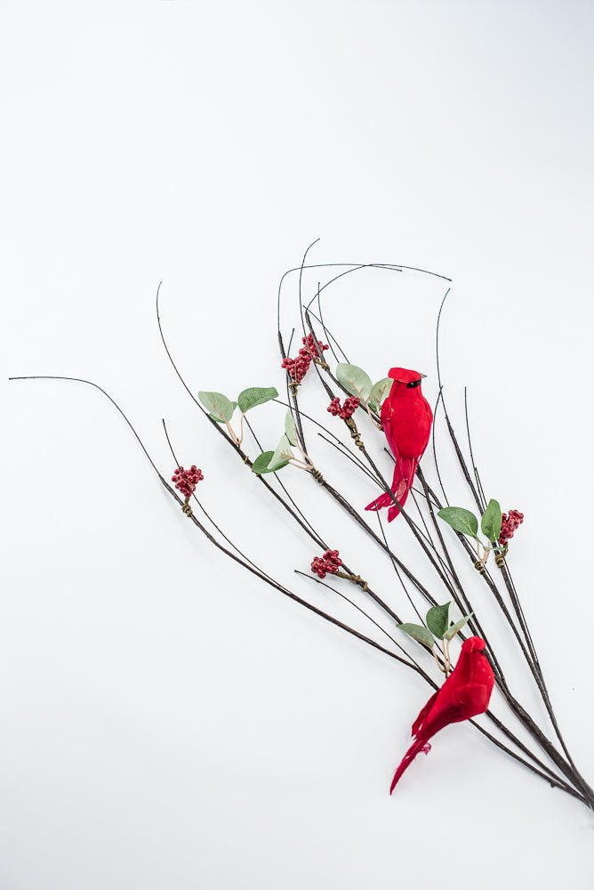 Artificial Wired Twigs, Red Berry & Cardinal Branch - 37" - Greenery MarketArtificial FloraXP2747