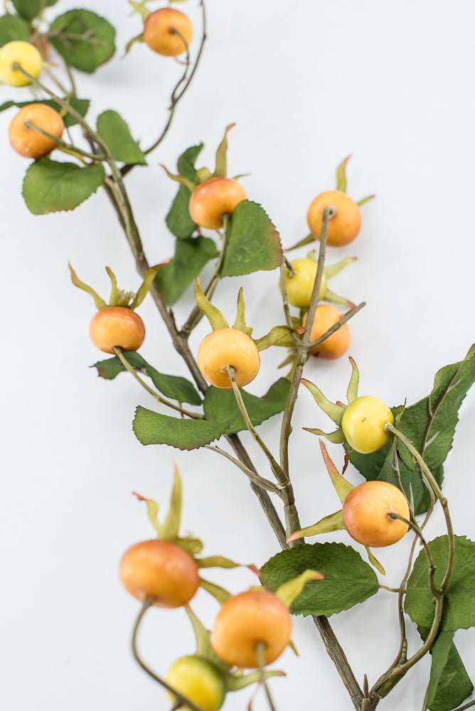 Artificial, Yellow & Orange, Rosehip Spray - 41" - Greenery MarketFSR653-YE/OR